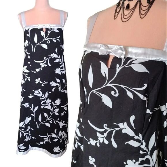 Y2K Black White Floral Whimsigoth Multi Way Rockabily Mini Dress Plussize 24W - Picture 4 of 17